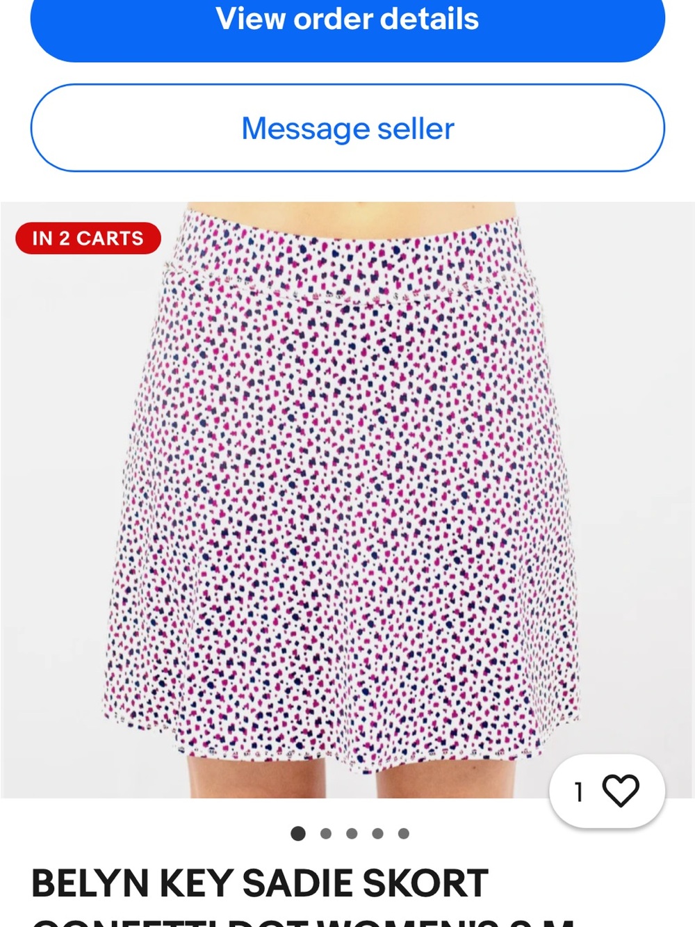 New Belyn Key White Skater Skirt with Pink & Black Dot Print Small